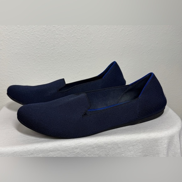 Rothy’s The Point Knit Navy Blue Fabric Ballet Flat Rounded Toe Loafers Size 9 - Picture 1 of 15
